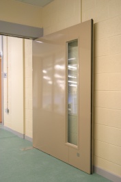WS15 shown held open with electromagnets linked to the fire alarm system.